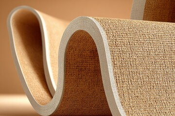 Poster - Unique curved design of a textured surface showcasing natural materials in an elegant interior setting