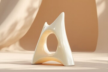 Poster - Artistic ceramic sculpture displayed against a soft, neutral background highlighting its unique form and texture