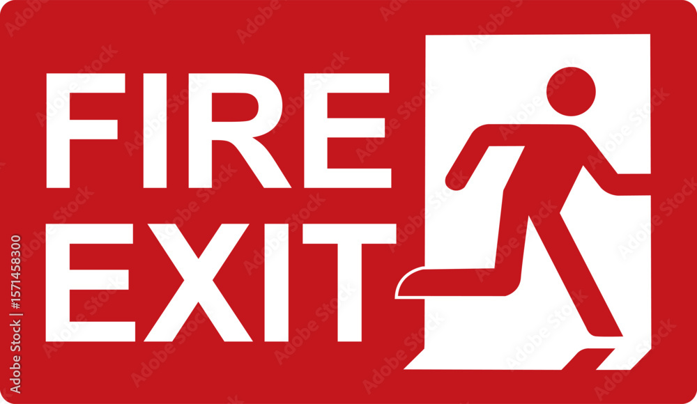 Fire exit sign. Red fire exit sign. Designations of the location of the ...