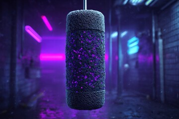 Poster - Vibrant speaker illuminated by neon light in urban setting at night