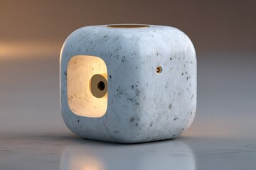 Poster - Modern marble lamp design with soft lighting showcasing minimalist style and elegance