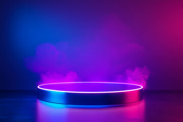 Poster - Stage light background with blue and purple spotlight illuminated generative AI