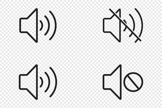 Speaker icon, mute speaker icon, speaker sign vector. Volume icon symbol. stroke designs.