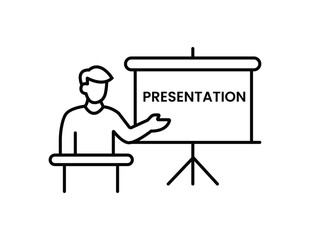 Fototapete - Man giving a presentation with a flip chart isolated on white background