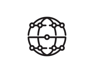 Poster - Abstract network globe icon with interconnected nodes isolated on white background