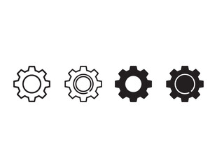 Poster - Four cogwheel icons with different styles isolated on white background