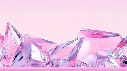 Poster - Abstract fragmented crystals in shades of pink.