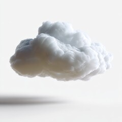 Poster - A small, white abstract cloud, three-dimensional, isolated on a pure white background. Simplicity, sky.