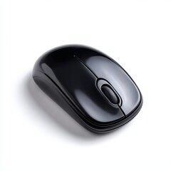 Poster - A generic, unbranded black wireless computer mouse, isolated on a pure white background. Office tech, input.