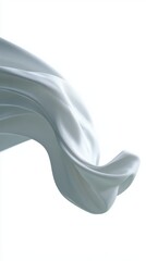 Poster - A single, white abstract wave form, flowing gracefully, isolated on a pure white background. Flow, movement, design.