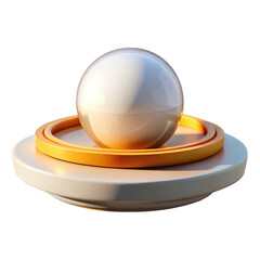 Poster - Shiny white sphere resting on a golden ring and pedestal isolated on transparent background