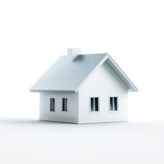 Poster - A simple white house icon or 3D model, isolated on a pure white background. Real estate, home.