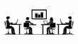 © Ijaz - Four people working at desks with laptops in an office with a chart on the wall behind them