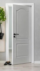 Poster - A stylish white door is showcased alongside elegant decor and accessories that enhance a modern living space with simplicity