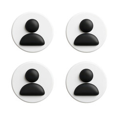 Aufkleber - Four simple abstract person icons with black silhouettes on white circles isolated on transparent background