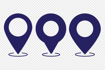 Poster - Location pin icons. Location pin icon collection. GPS location sign. Map pin icon isolated on transparent background. 