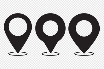 Poster - Location pin icons. Location pin icon collection. GPS location sign. Map pin icon isolated on transparent background. 