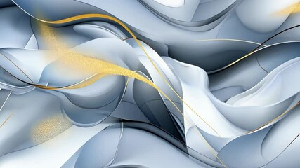 Poster - Delicate swirls of blue intertwine with subtle gold lines creating a calming and elegant visual experience