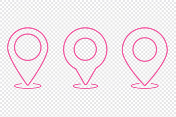 Poster - Location line vector icon set. Point illustration sign collection. Geolocation GPS tag icons set. Place logo. GPS map location icon. Location pin icon symbol sign isolated on transparent background