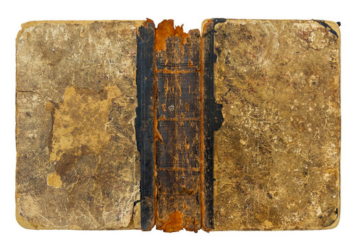 Old Book Cover Back and Front Isolated on White Background
