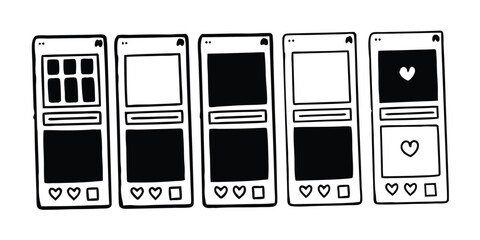 Fototapete - Extensive icon set designed for Instagram feed mockups featuring a wide variety of symbols and styles suitable for enhancing social media presentations and design projects