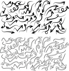 Poster - Hand drawn black arrows design elements set on white background for concepts