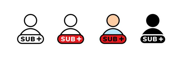 Poster - Icon displaying a user figure with a plus sign indicating a subscription. includes color variations.