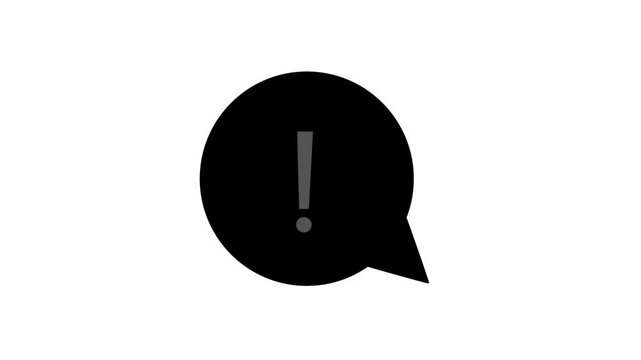 an exclamation mark within a speech bubble, symbolizing an exclamation or a warning. 4k animation videos