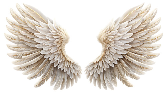 realistic-angel-wings isolated on white background,png,ai generated.