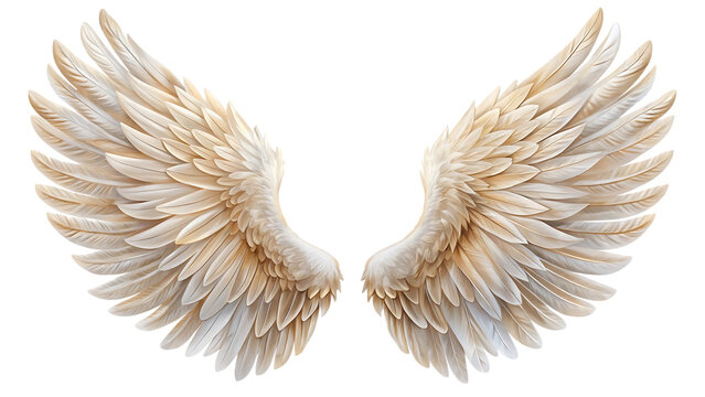 realistic-angel-wings isolated on white background,png,ai generated.