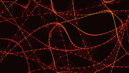 Fototapete - Abstract background with connecting dots and lines. Neural connections. Network connection structure. Weave effect. 3D Abstract vector illustration.