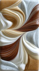 Poster - Intricate textures create a mesmerizing swirl of brown and white marble patterns against a pure white backdrop, showcasing depth and beauty