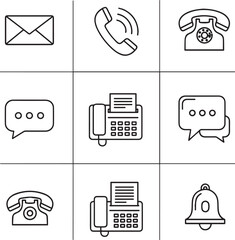 Poster - Communication icons envelope telephone chat message fax bell vector