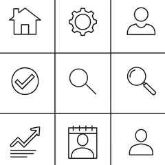 Poster - House gear person check mark magnifying glass graph calendar vector