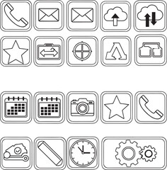 Poster - Phone mail cloud star briefcase target arrow calendar camera gears vector