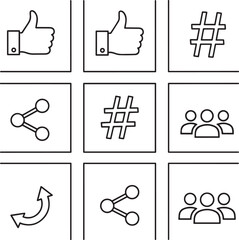 Poster - Thumbs up share people hashtag arrow social media