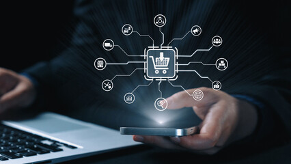 Poster - Omni-channel marketing and online shopping strategies, cross-platform customer experience, brand unification, and integrated marketing communication across digital channels. Elide