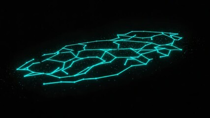 Wall Mural - futuristic abstract animation of a glowing blue networked structure
