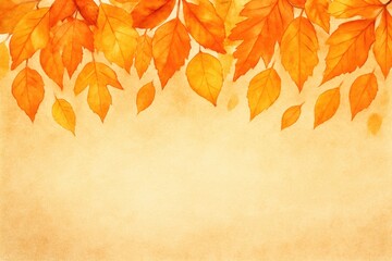 Wall Mural - Autumn leaves border with warm orange and yellow hues fall seasonal