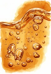 Poster - Amber Liquid Bubblescape - A vibrant illustration of amber liquid, showcasing flowing movement, effervescence, transparency, and rich color. Symbolizing freshness, energy, purity, and luxury