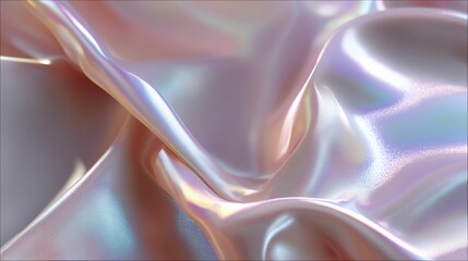 Poster - Textured satin fabric displays elegant iridescent hues and soft folds in well-lit setting