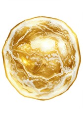 Poster - Golden Ice Orb Abstract Art - Close-up of a golden sphere, symbolizing luxury, perfection, fragility, warmth, and transformation