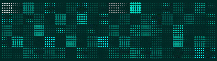 Poster - Soft and smooth abstract halftone gradient dots technology. Halftone gradient background. Futuristic pattern of dots collected in squares. Color effects in vector.