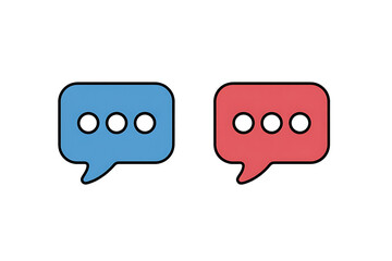 Aufkleber - Two colorful speech bubbles, one blue and one red, with three dots indicating a message or conversation on transparent background