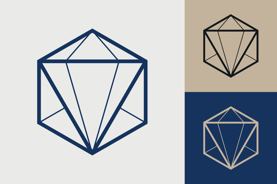 Geometric hexagonal logo icon. Hexagon concept vector design with minimalistic linear style
