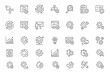 © aura studio - Processing optimization workflow editable line icon set, editable stroke, vector illustration, process management, business efficiency, automation, data analysis, performance improvement,