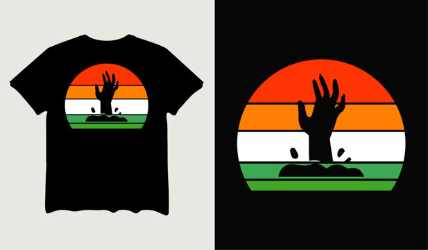 Retro Zombie Arm Vintage t-shirt design for t-shirt quotes or poster svg printable cut file	