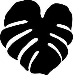 Fototapete - Vector Bold black silhouette of a monstera essence shape leaf, capturing the deliciosa of tropical flora with its iconic fenestrations