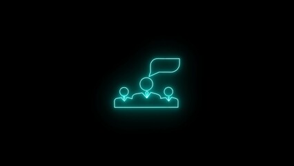 Poster - Glowing neon illustration of group discussion and communication concept against a dark background showcasing business collaboration