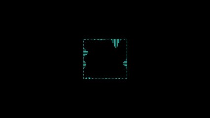 Poster - Square-shaped audio waveform visualizer in a black silhouette on a black background illustrating sound spectrum representation and data visualization